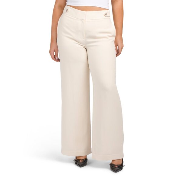 ELIE TAHARI Cream The Angelica Wide Leg Trousers